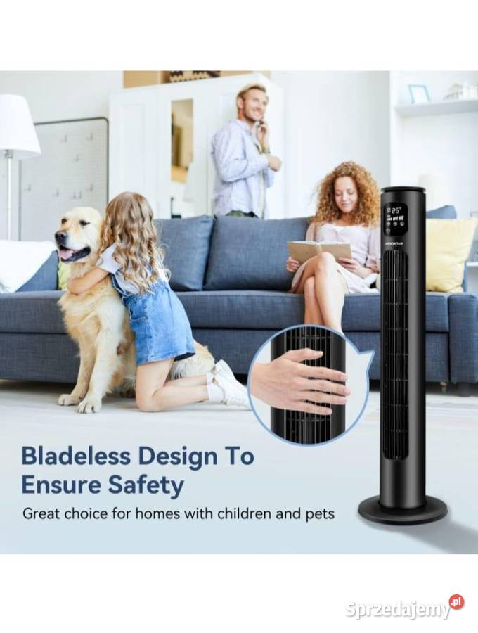 Wentylator kolumnowy z pilotem WiFi Bluetooth 50 Wentylatory Łódź sprzedam