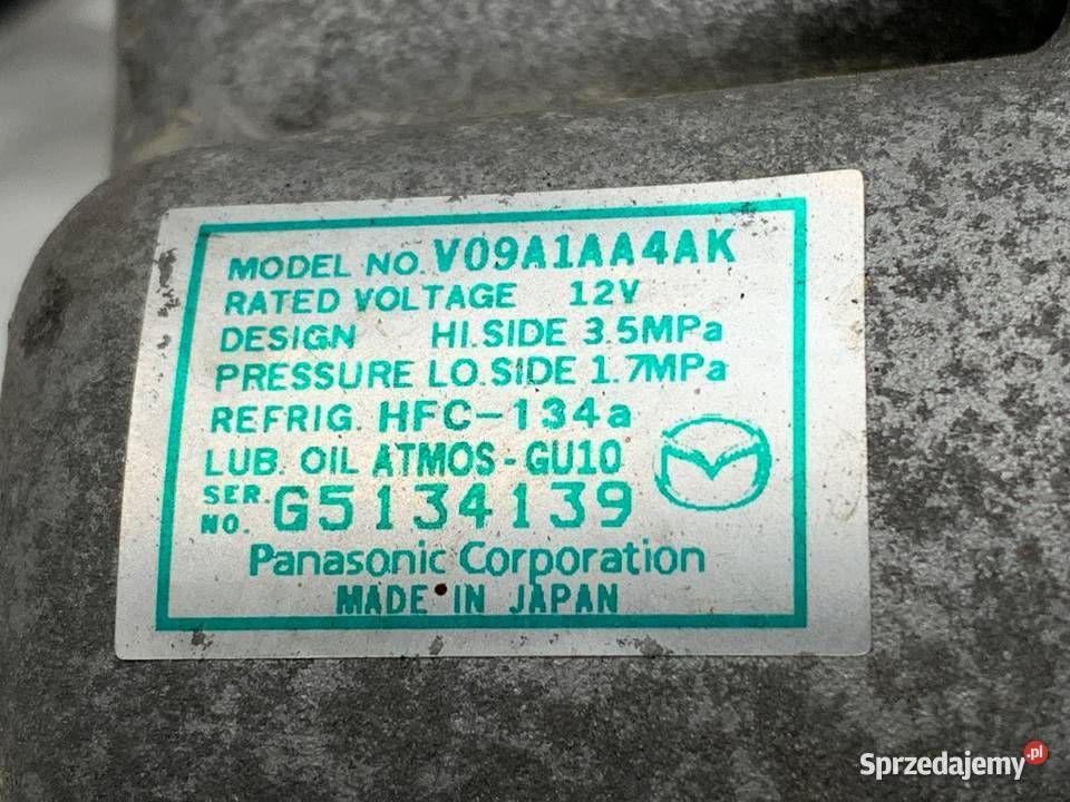 SPRĘŻARKA KLIMATYZACJI MAZDA 2 DE V09A1AA4AK 13 osobowe Części samochodowe
