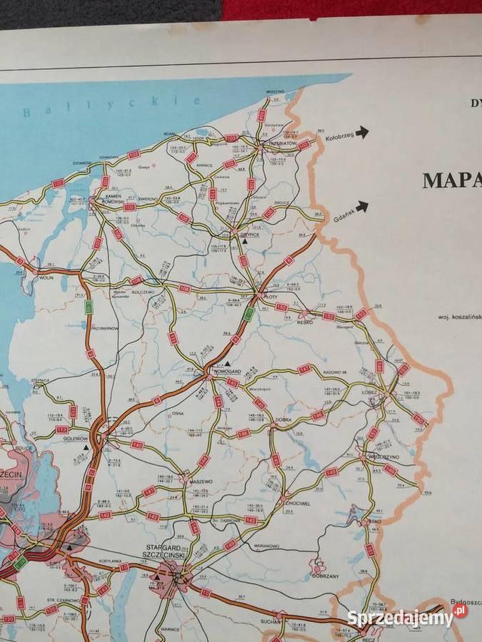 2537 Mapa Sieci Dróg Krajowych Woj Koszalinskie Antykwariat Szczecin sprzedam