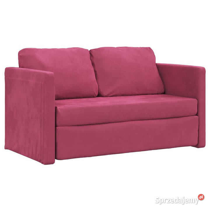 Sofa podłogowa 2w1 winna czerwień 122x204x55