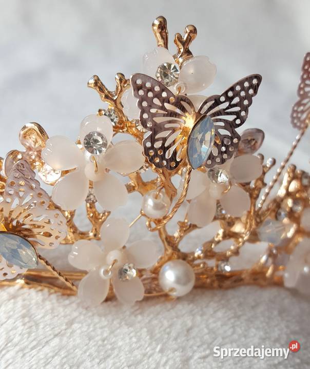 Korona tiara opaska naszyjnik kolczyki komplet Szczecin