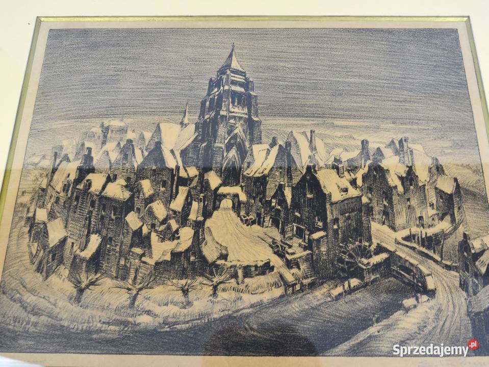 Rycina Sneeuw Edmond van Dooren Belgia lata 20te