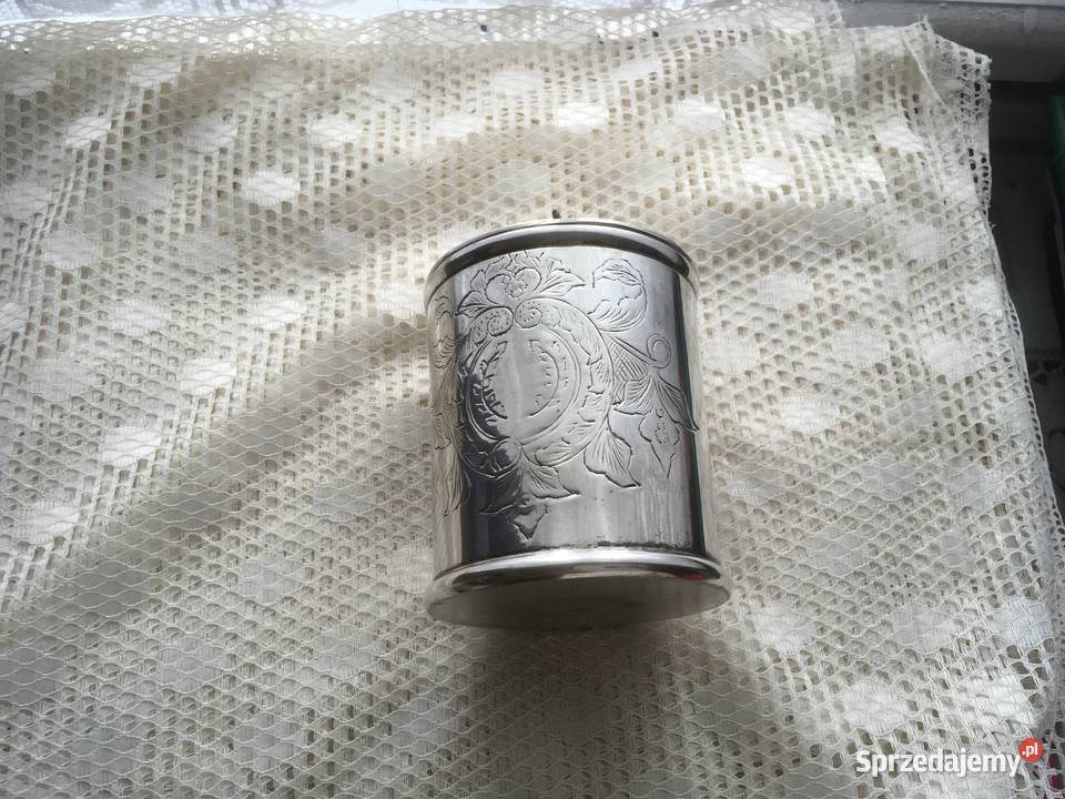 Pojemnik na tabakę herbatę tytoń posrebrzany Kraków