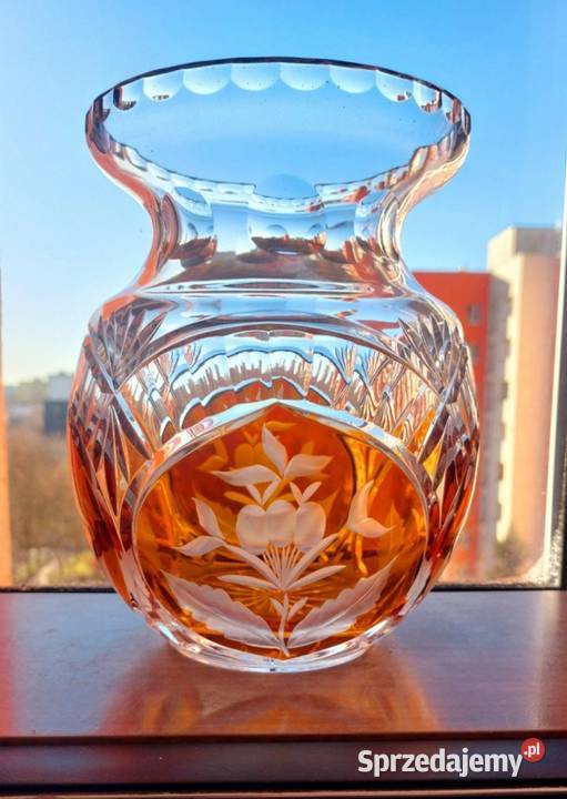 Piękny wazon kryształowy PRL Wrocław