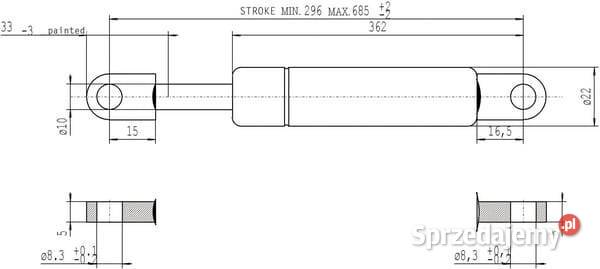 Sprężyna gazowa L685 mm 800N Stabilus CA084999