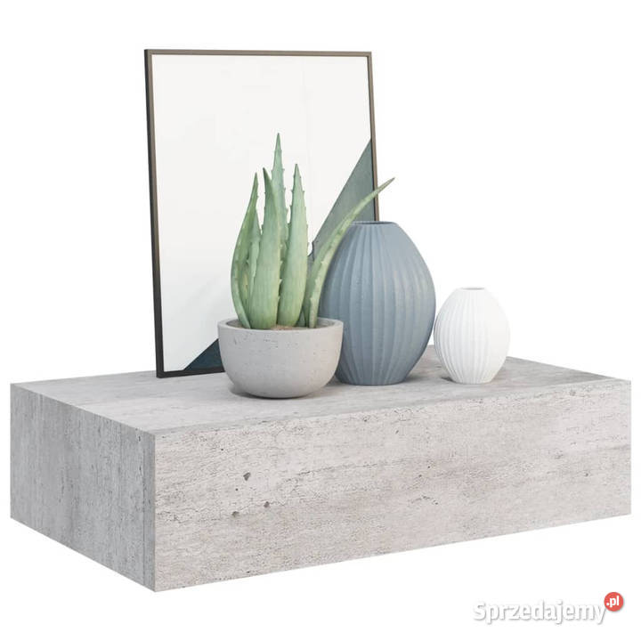 Półki ścienne z szufladą 2 szare 40x235x10 MDF Warszawa sprzedam