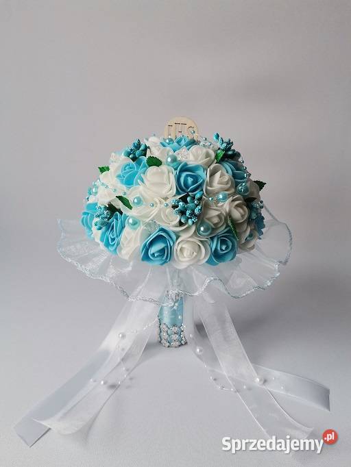 Komunia Święta Bukiet Biało Niebieski Róże Poznań