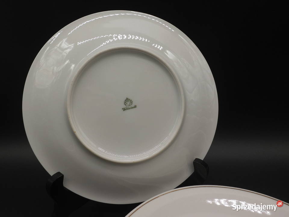 Talerzyki deserowe 4 białe Volkstedt wielkopolskie Raszków