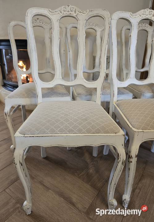 Krzesła ludwikowskie 6 shabby chic
