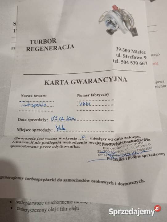 turbo sprężarka Części samochodowe Jeżowiec sprzedam