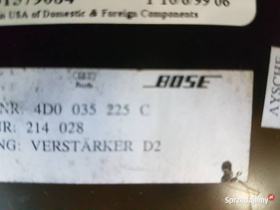 AUDI A8 D2 WZMACNIACZ BOSE 4D0035225 4D0035225C Wzmacniacze wielkopolskie Turek