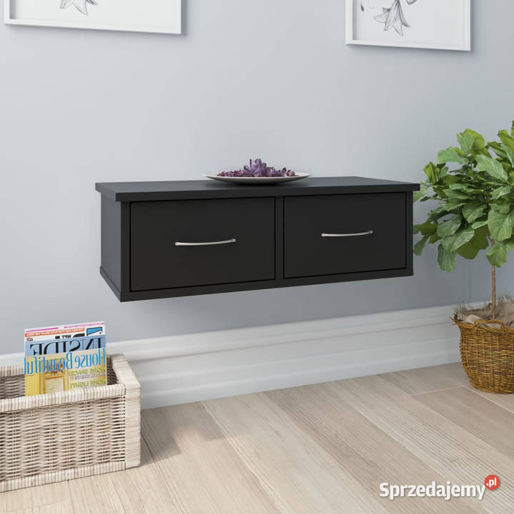 Półka ścienna czarna 60x26x185 materiał Warszawa sprzedam