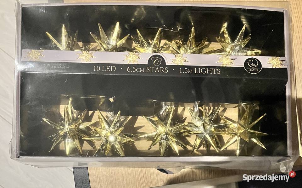 Girlanda LED 15 m 10 Gwiazdek Białe Złote Ciepła Kraków