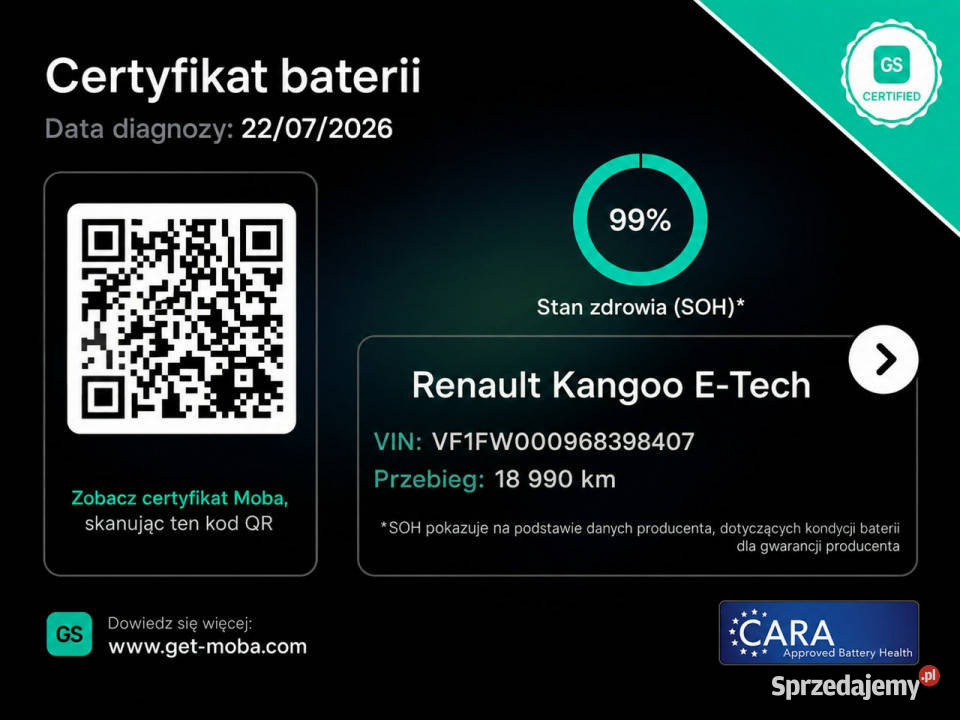 Renault Kangoo 22r Renault Kangoo ZE 33 kWh ZE ASR (kontrola trakcji) Białystok
