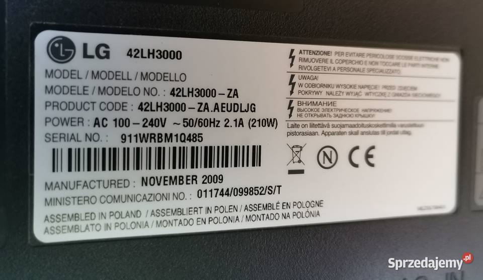 Elektronika Matrycy TV Telewizora LG 42LH3000 Żyrardów sprzedam