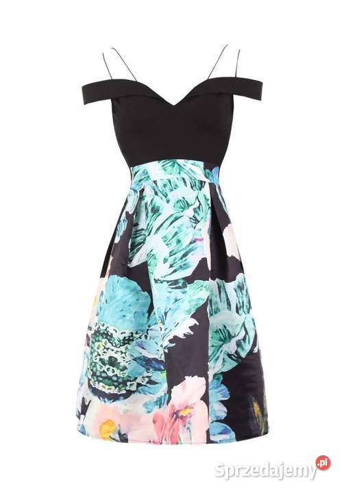sukienka Black Floral Printed Skater Dress AX kolorowy Zamość