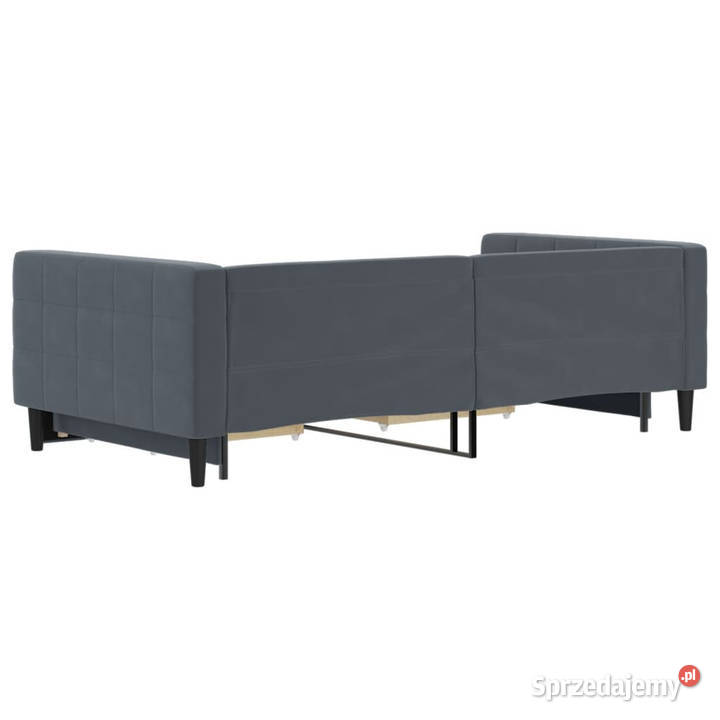 Sofa rozsuwana z szufladami ciemnoszara aksamit Łóżka Łóżka Warszawa