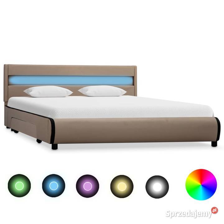 vidaXL Rama łóżka z LED, kolor cappuccino, 284988