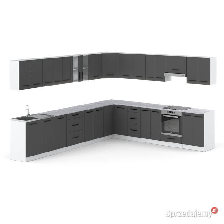 Meble Kuchenne Szare Mat Narożne Nowoczesne Elbląg