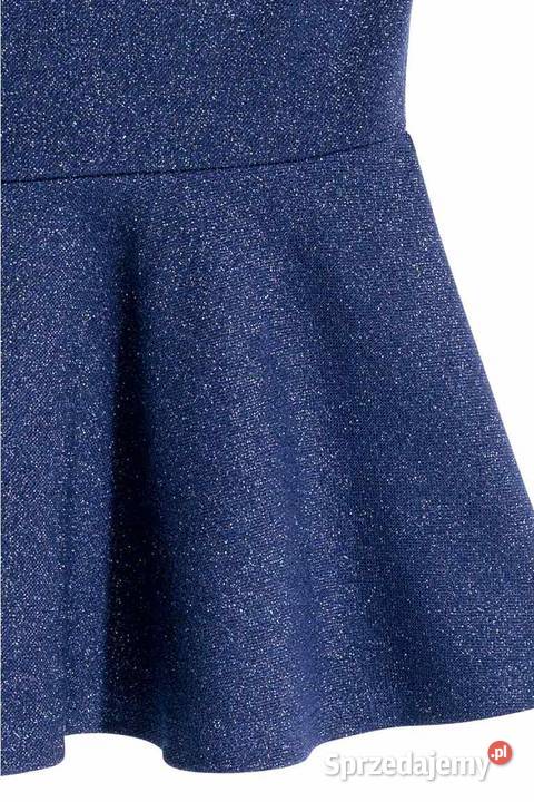 Czarny top hm xs 34 błyszczący baskinka dekolt H&M Toruń