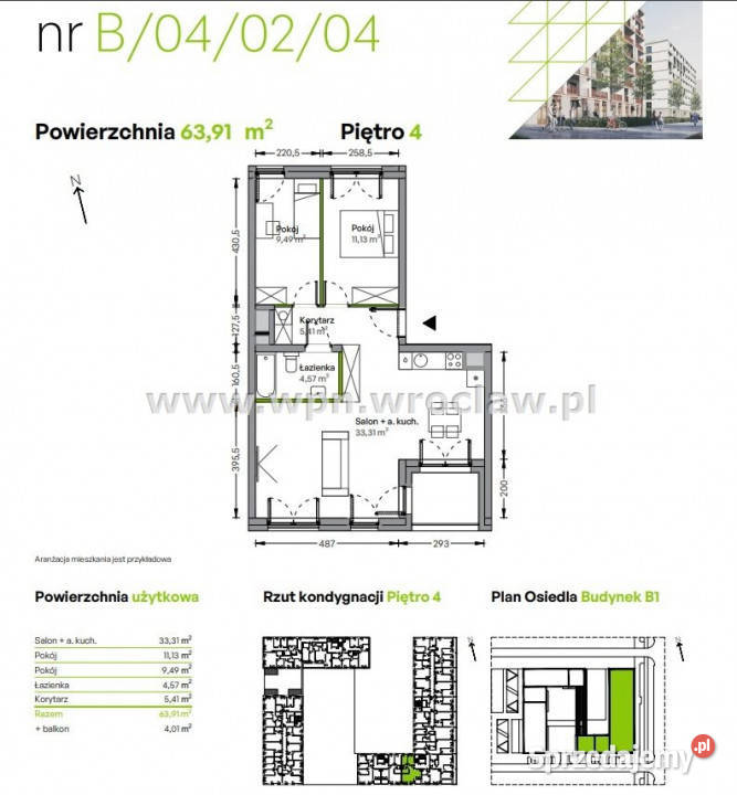 Mieszkanie Wrocław 64 metry 3 pokoje sprzedam