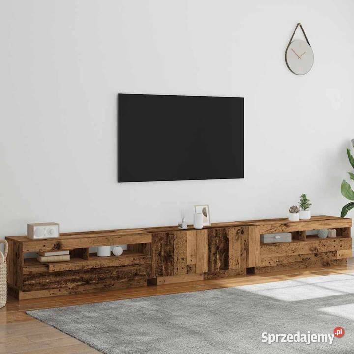 Szafka pod TV z oświetleniem LED stare drewno Warszawa