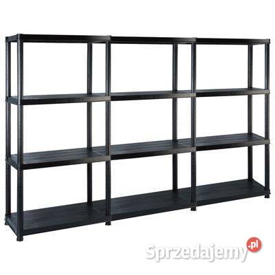 Regał 4poziomowy czarny 183x305x130
