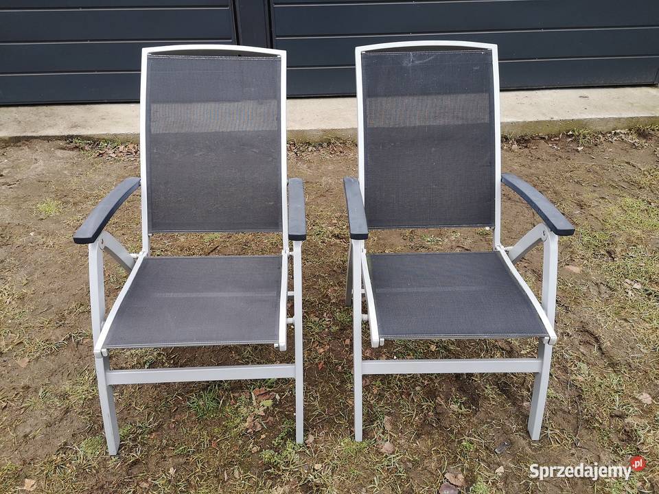 2 krzesła ogrodowealuminiowe z podnóżkami MBM szarości Aleksandrów Łódzki