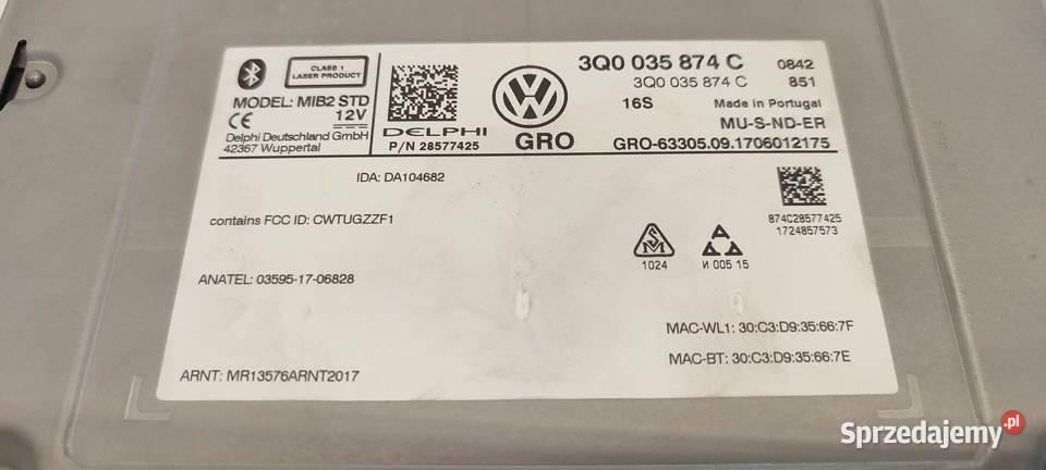 VW TIGUAN II CZYTNIK NAWIGACJI KARTA NAWIGACJI osobowe