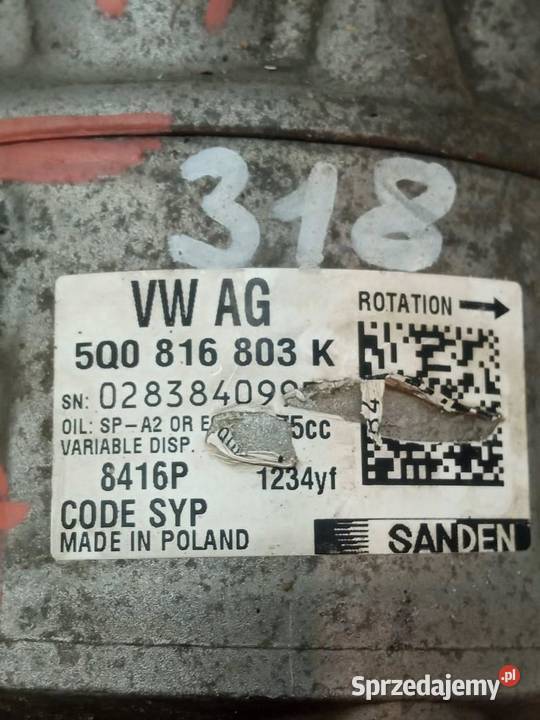 SPRĘŻARKA KLIMATYZACJI 5Q0816803K 20 TSI TFSI