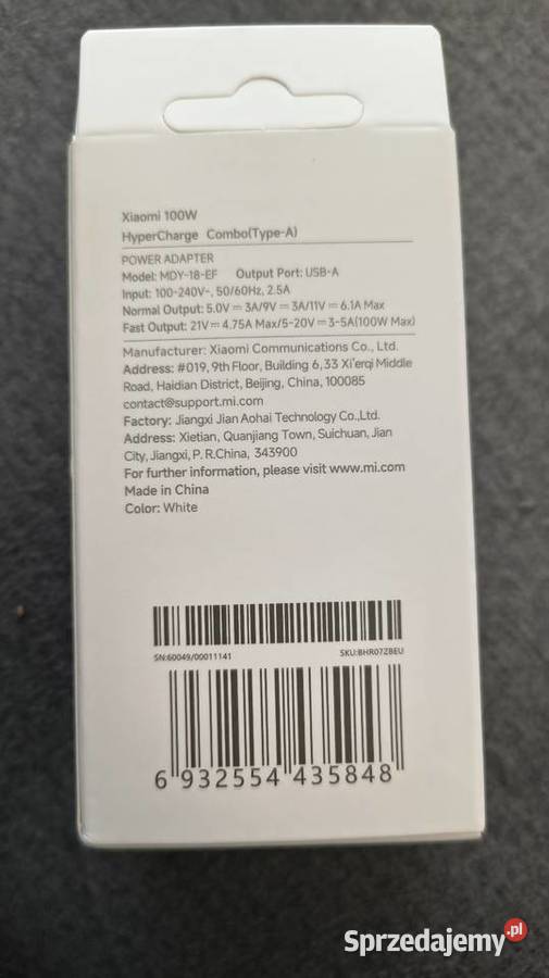 Ładowarka Xiaomi 100W 10m Sokolniki