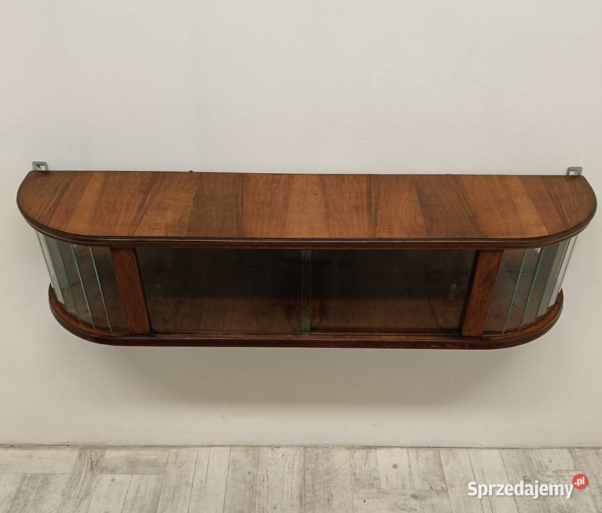witrynka półka wisząca Art deco fornir orzech Radomsko