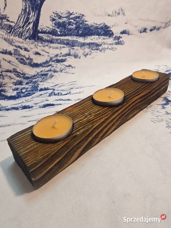Świecznik Shou Sugi Ban drewno świerkowe
