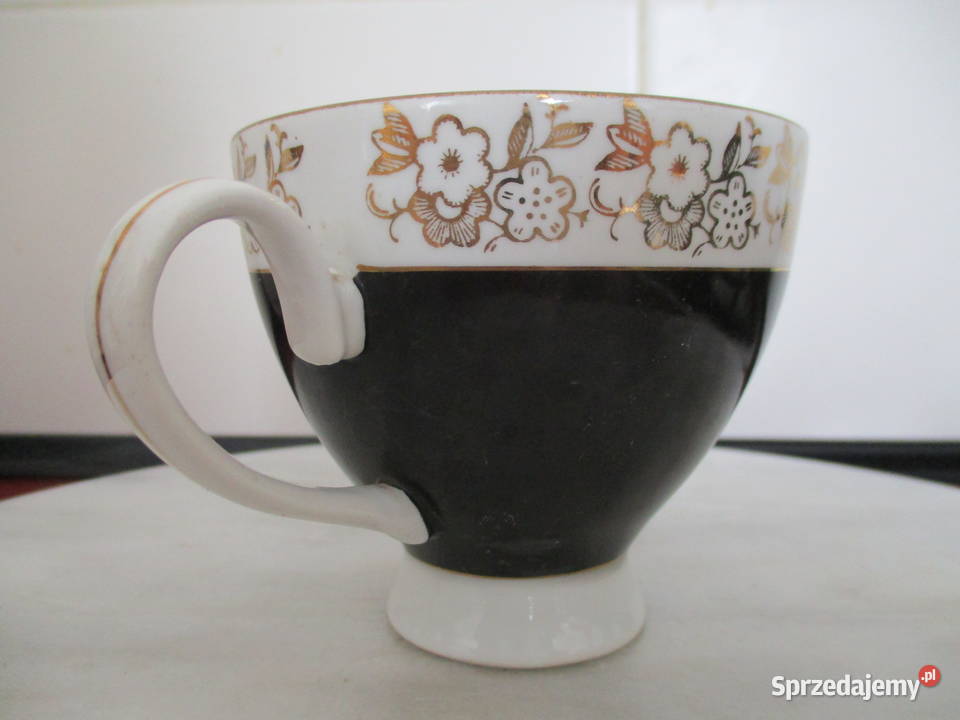 Filiżanka czarno biała Chodzież lata 60 PRL Nieporęt