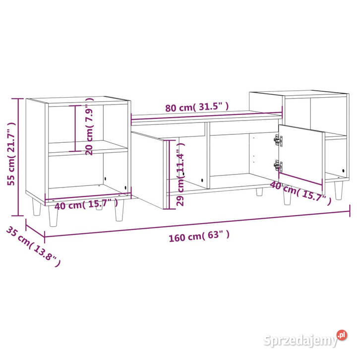 Szafka pod telewizor szary dąb sonoma 160x35x55 Warszawa