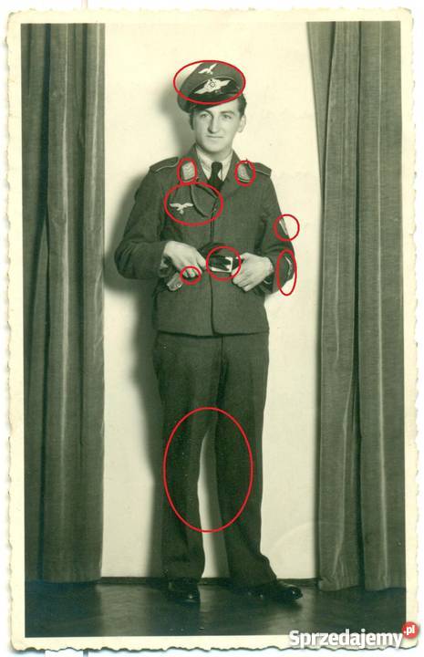 Stare zdjęcie pocztówka pilot Luftwaffe Ostrów Wielkopolski