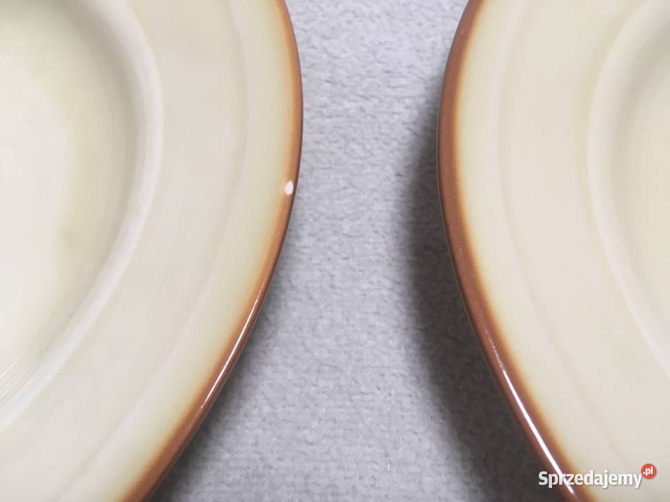Stare talerz głęboki deserowe Tułowice porcelit brązowy Kołobrzeg
