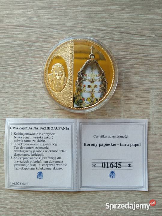 30 Medal okolicznościowy Korony Papieskie Tiara sprzedam
