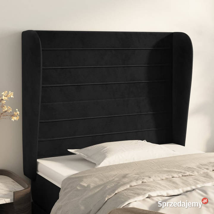 Zagłówek uszak czarny 93x23x118128 aksamit Meble Warszawa