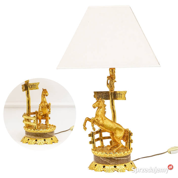 Mosiężna lampa stołowa KOŃ FRANCJA VINTAGE 2 poł Kalisz sprzedam