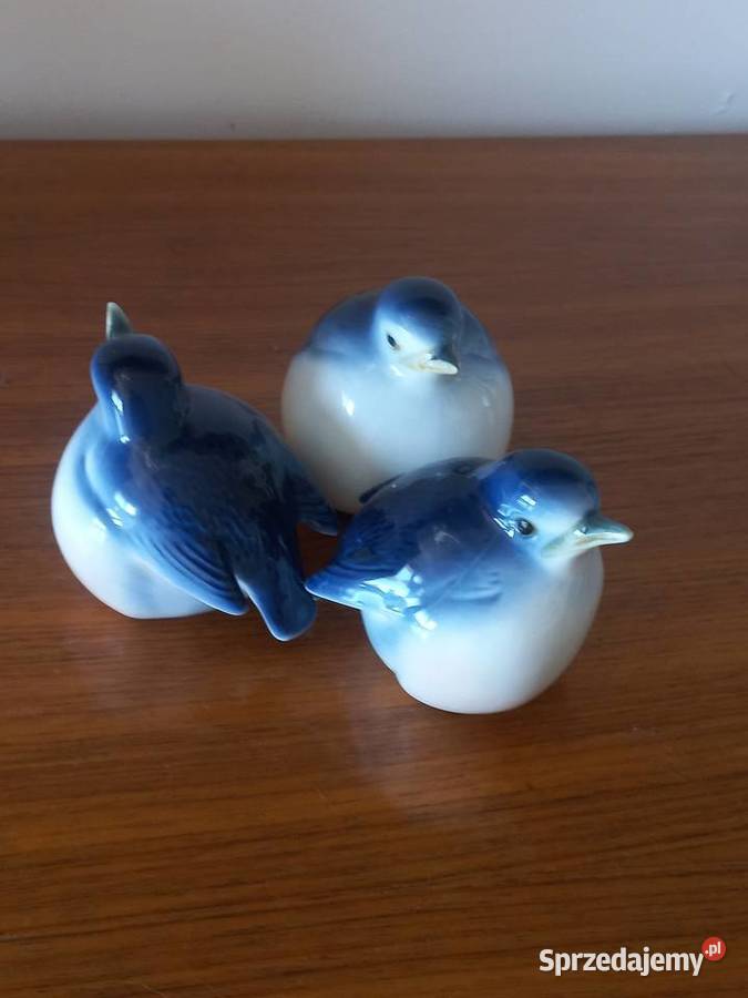 Figurki porcelanowe Wróbel zestaw 3 Toruń
