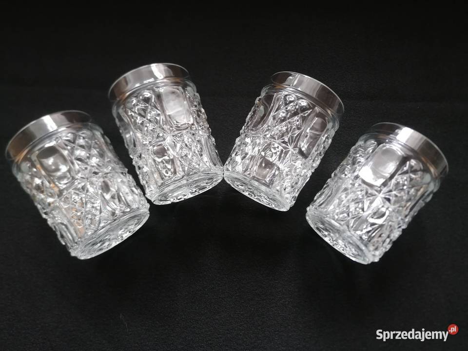 Zestaw 4 szklanych głęboko szlifowanychGrubsze Łódź sprzedam