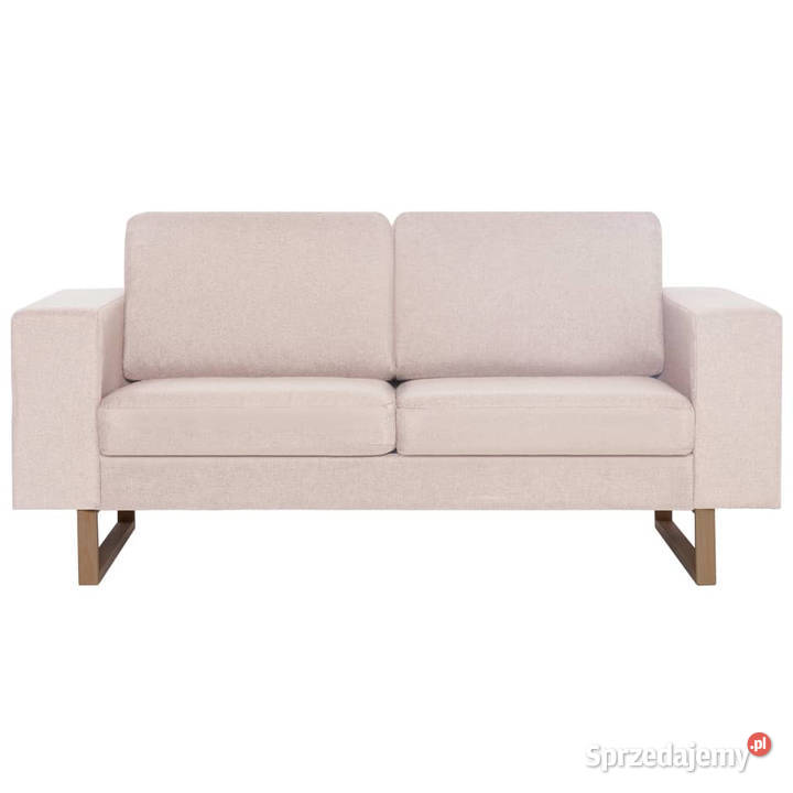 Sofa 2osobowa tapicerowana tkaniną kremowa