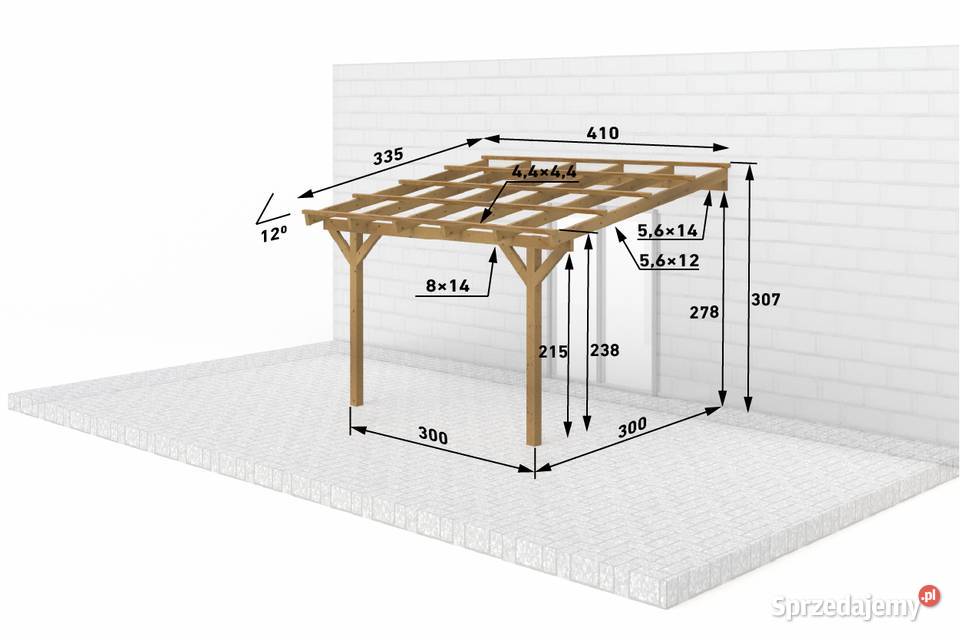 Drewniane zadaszenie tarasu 300x300 pergola Rębiszów