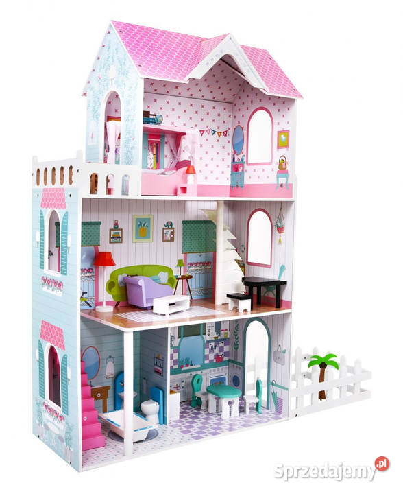 Domek drewniany lalek z akcesoriami ogródek 3