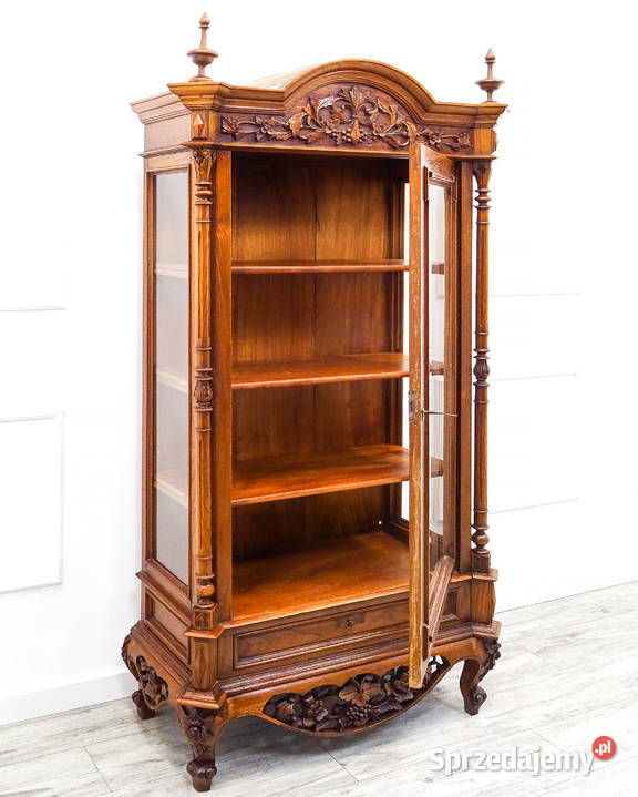 Serwantka WITRYNA orzechowa nóżki BIBLIOTECZKA Kalisz