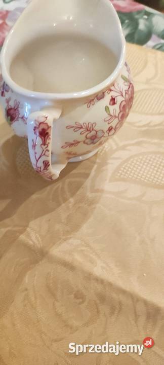 Duży mlecznik dzbanek ecru róże porcelana Anglia Wrocław