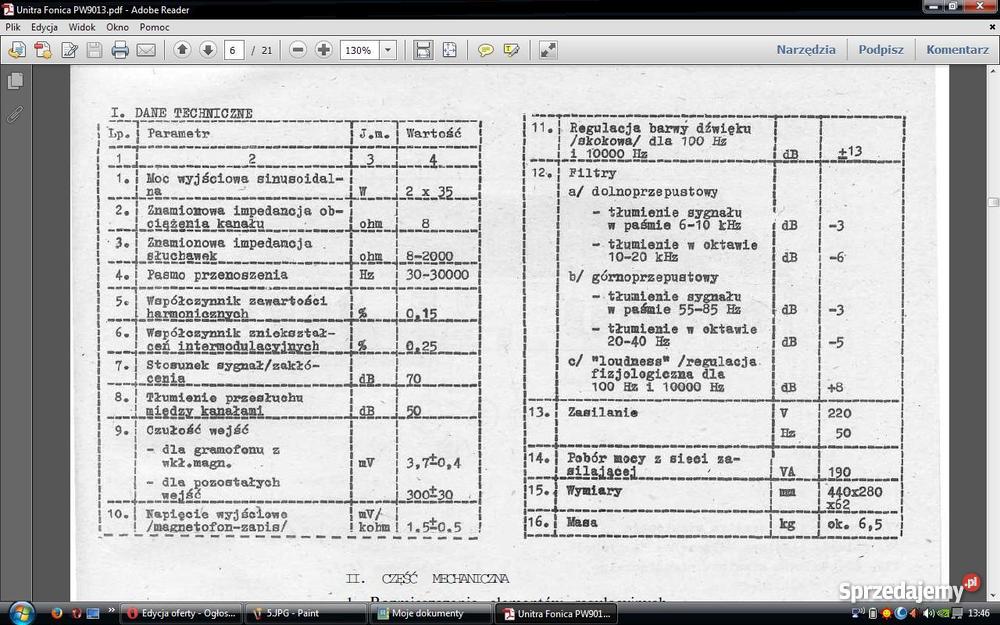 Wzmacniacz Unitra Pw 9013 Bytom sprzedam