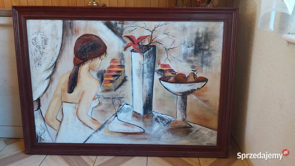 Obraz olejny kobieta i martwa natura wielokolorowy Giżycko