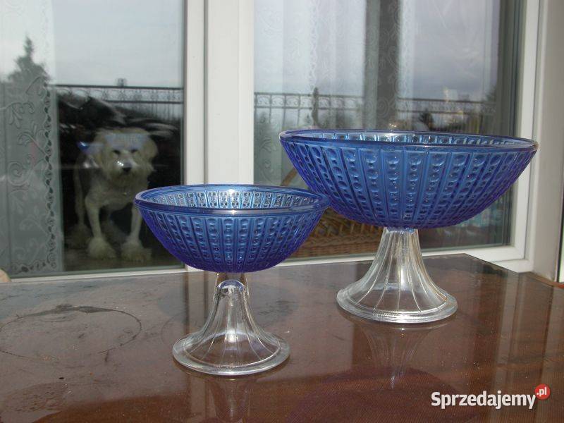 szklana patera na nóżce 2 sztuki Gorzów Wielkopolski